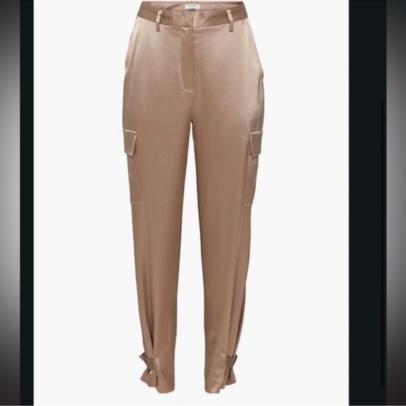 Aritzia Babaton Refined Satin Cargo Pant in Grey Taupe 4 NWT